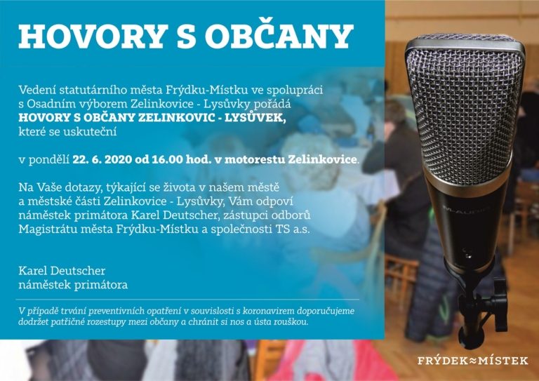 Setkání vedení města s občany Zelinkovice-Lysůvky dne 22. června 2020